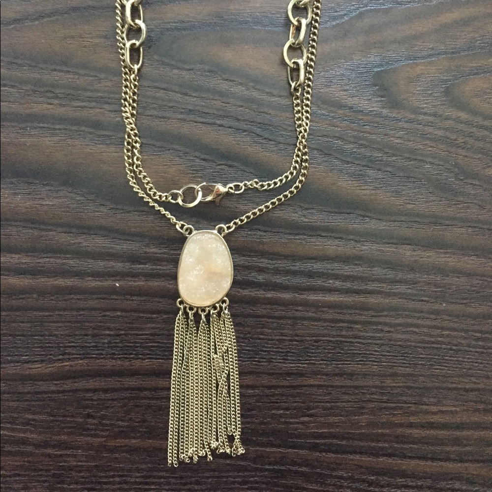 Crystal Gold Tassel Necklace
